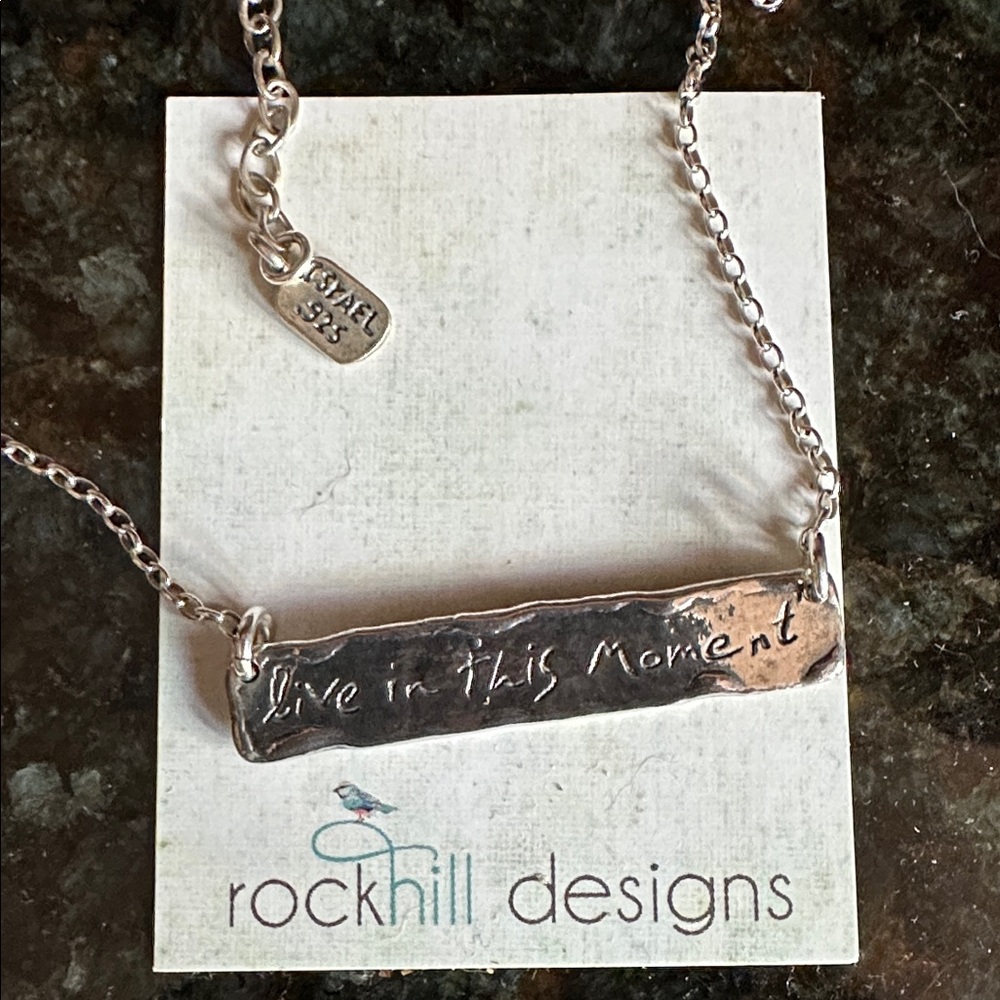 NEW! Rockhill Designs Live In This Moment SS Bar Necklace